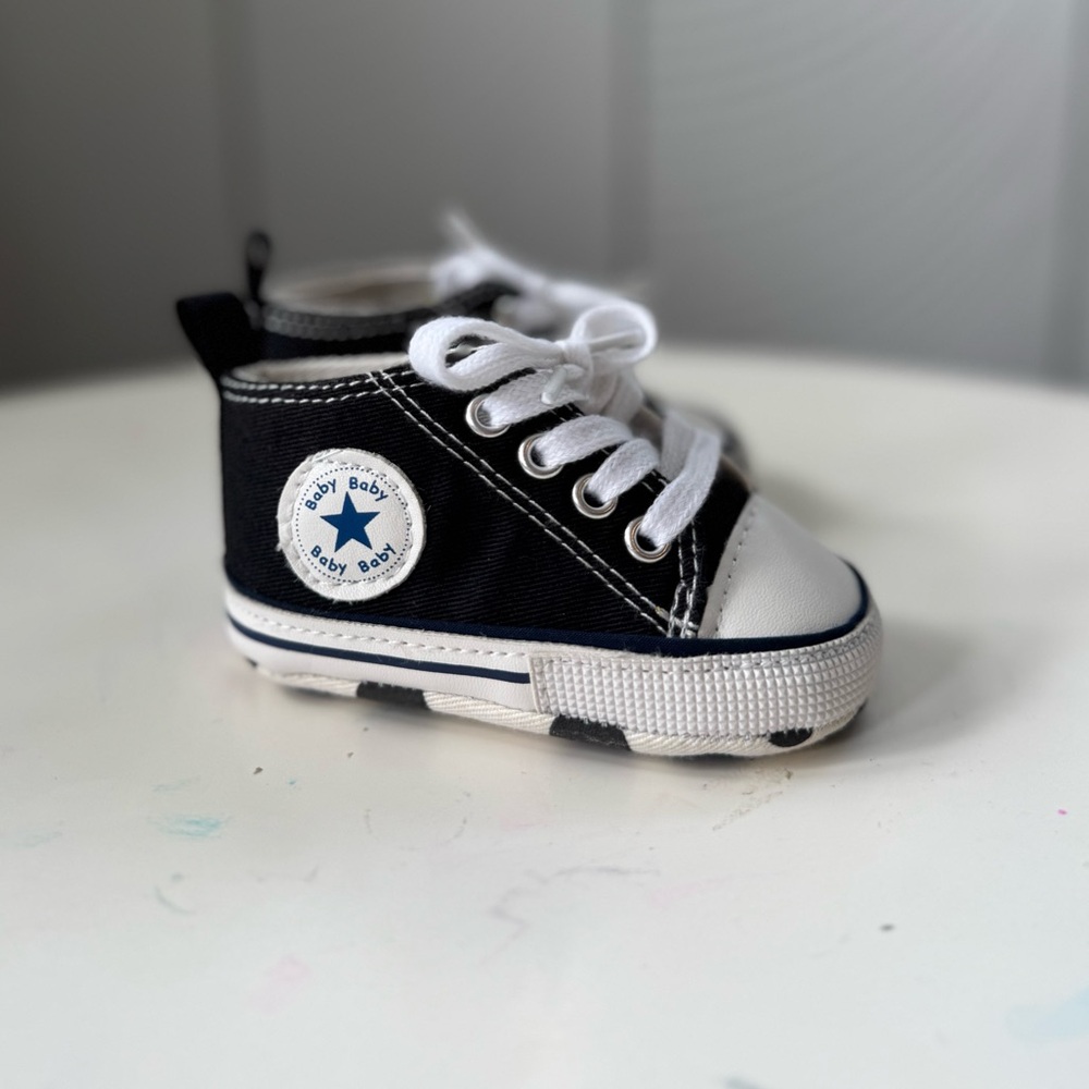 Baby Black and White High-Top Sneakers